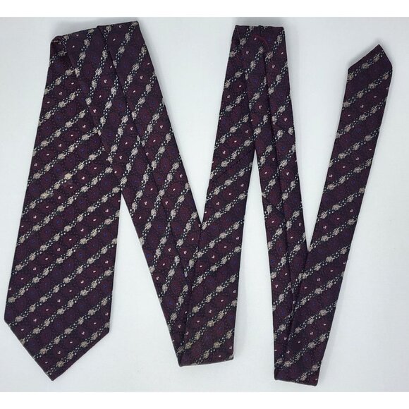 Paco Rabanne Necktie Tie Stripe Maroon Black Blue 3" Wide 55" Long - Picture 1 of 5